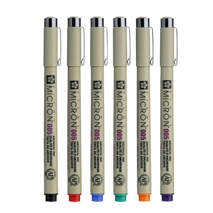 Tiralíneas Sakura Pigma Micron 0.05mm. Set 6 Colores