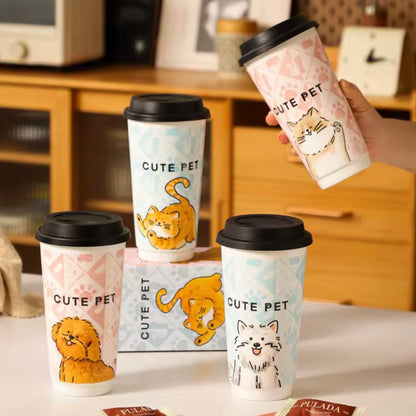 Taza Mug “Cute Pet”. 580ml. Taza Cerámica, Tapa Silicona.