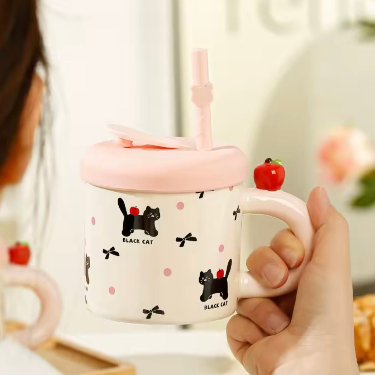 Taza con Bombilla “Gatito”. 400ml