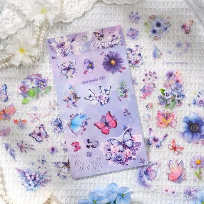 Set 4 Láminas de Stickers “Flores y Mariposas”