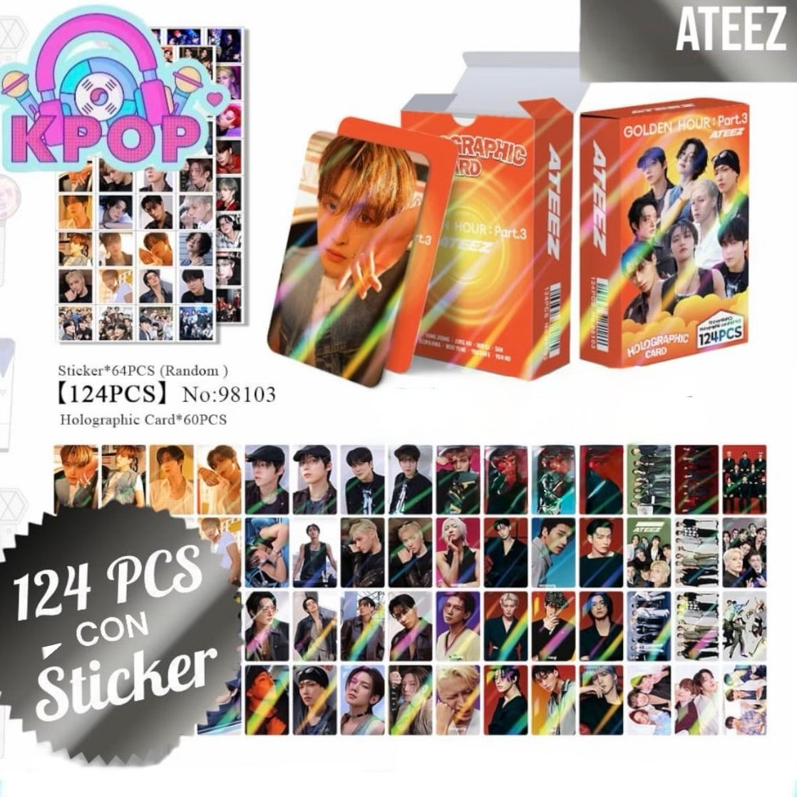 Set 124 PCS “Ateez”. 64 Photocards + 60 Mini Stickers.