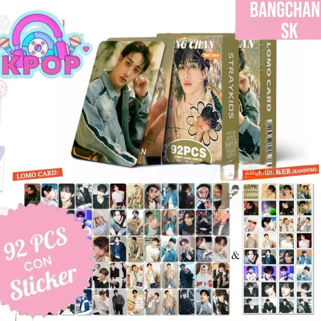 Set 92 PCS “Bang Chan Straykids”. 60 Photocards + 32 Mini Stickers.