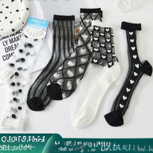 Calcetines Transparentes “Tonos Blancos y Negros”. Talla Standard (35-42)