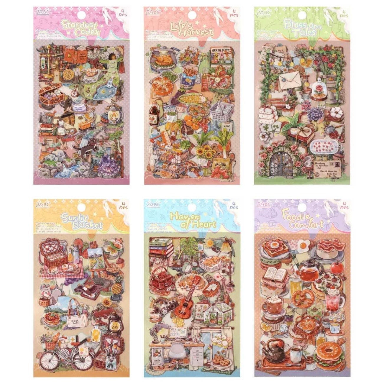 Set 4 Láminas de Stickers “Vida Diaria”.