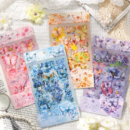 Set 4 Láminas de Stickers “Flores y Mariposas”
