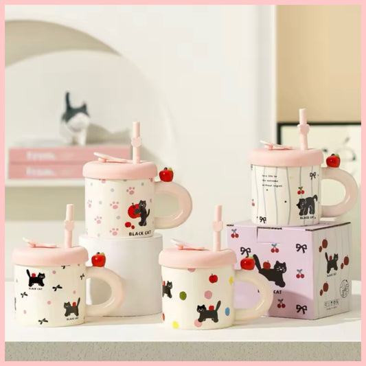 Taza con Bombilla “Gatito”. 400ml