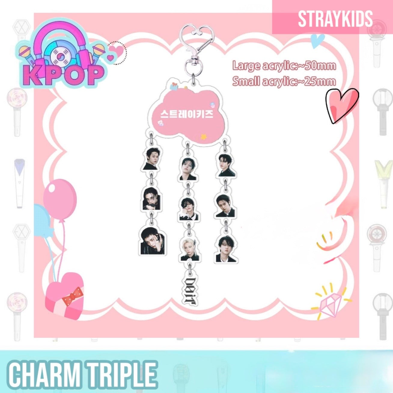 Llavero acrílico Triple “Straykids”