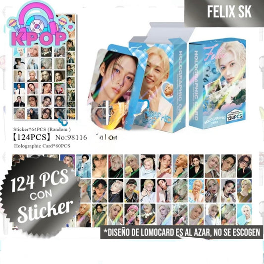 Set 124 PCS “Felix Straykids”. 64 Photocards + 60 Mini Stickers.