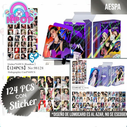 Set 124 PCS “Aespa”. 64 Photocards + 60 Mini Stickers.