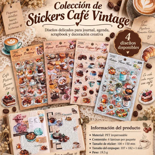 Set de 6 láminas de Stickers “Coffe”