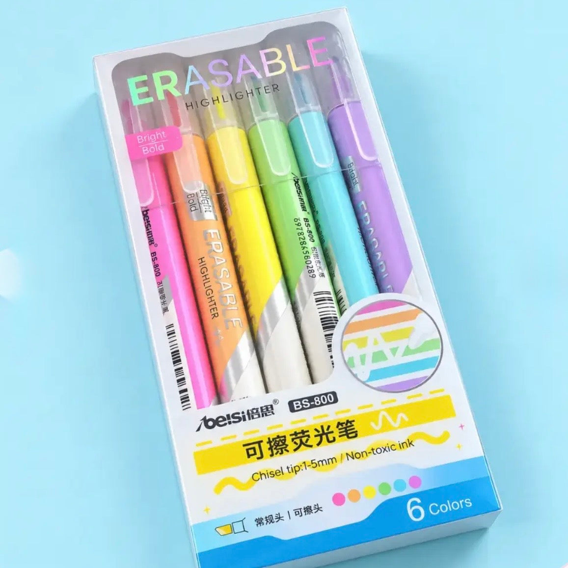 Set 6 Destacadores Pastel Borrables