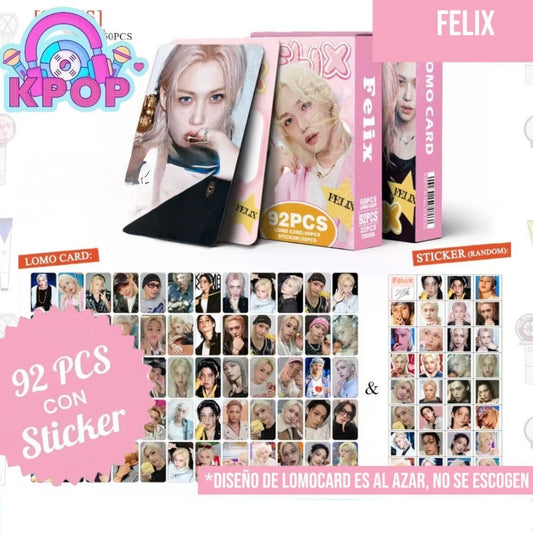 Set 92 PCS “Felix Straykids”. 60 Photocards + 32 Mini Stickers.