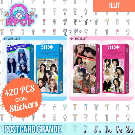 Set 420 PCS “ILLIT”. 30 Photocards + 30 LomoCards + 360 Stickers