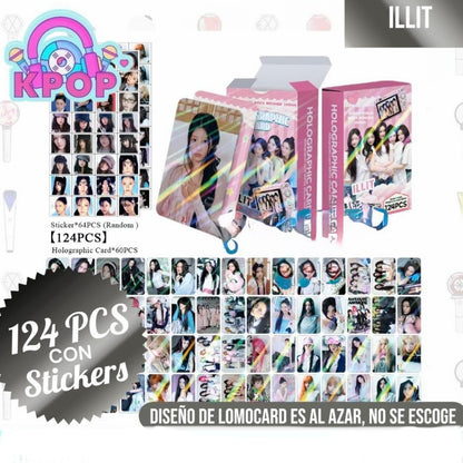 Set 124 PCS “ILLIT”. 64 Photocards + 60 Mini Stickers.