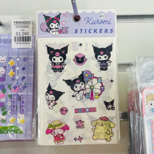 Set 4 Láminas de Stickers “Kuromi Sanrio”