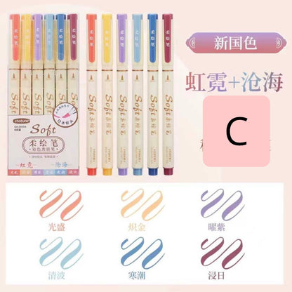 Set 6 marcadores Soft Punta Pincel.