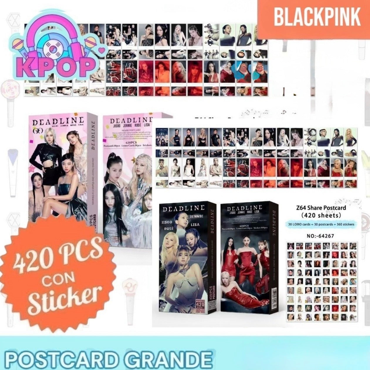 Set 420 PCS “BlackPink ”. 30 Photocards + 30 LomoCards + 360 Stickers