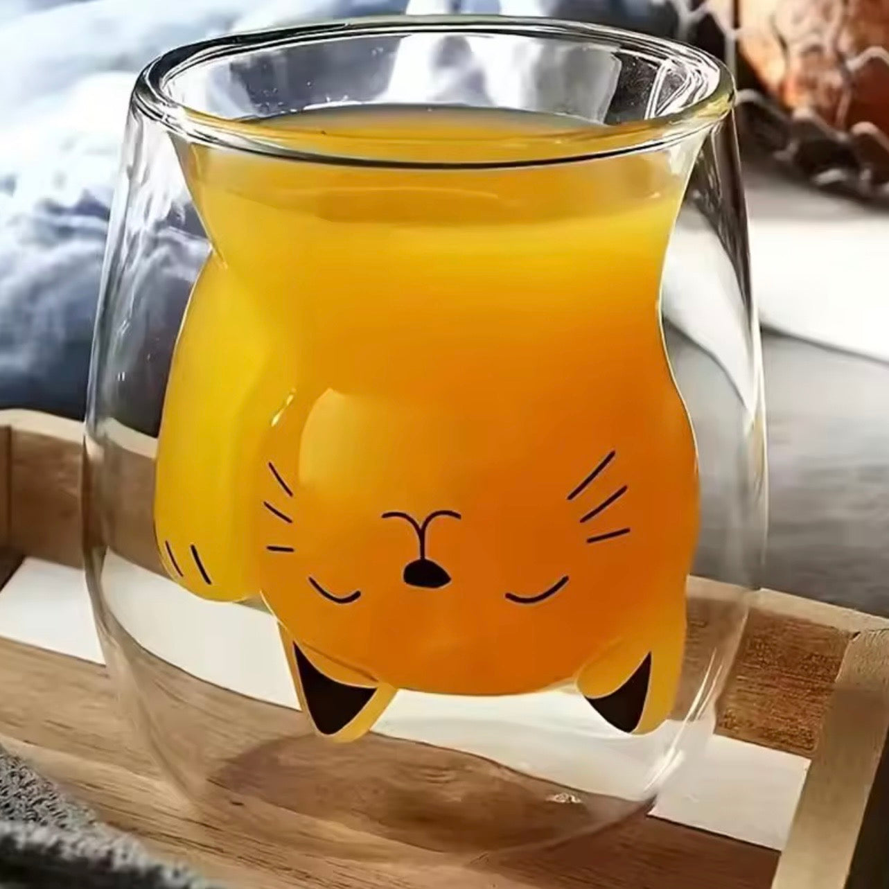 Vaso Doble Vidrio “Gatito”. Resistencia Altas Temperatura, 300ml.