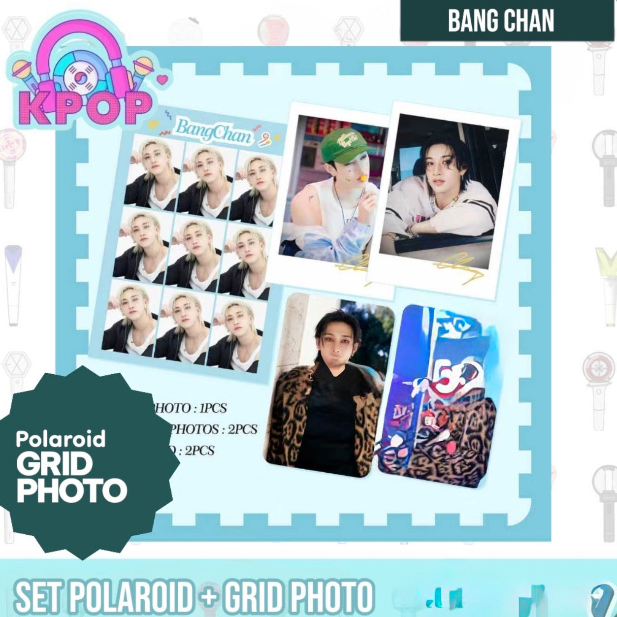 Set Polaroid + Grid Photo “StrayKids BangChan”