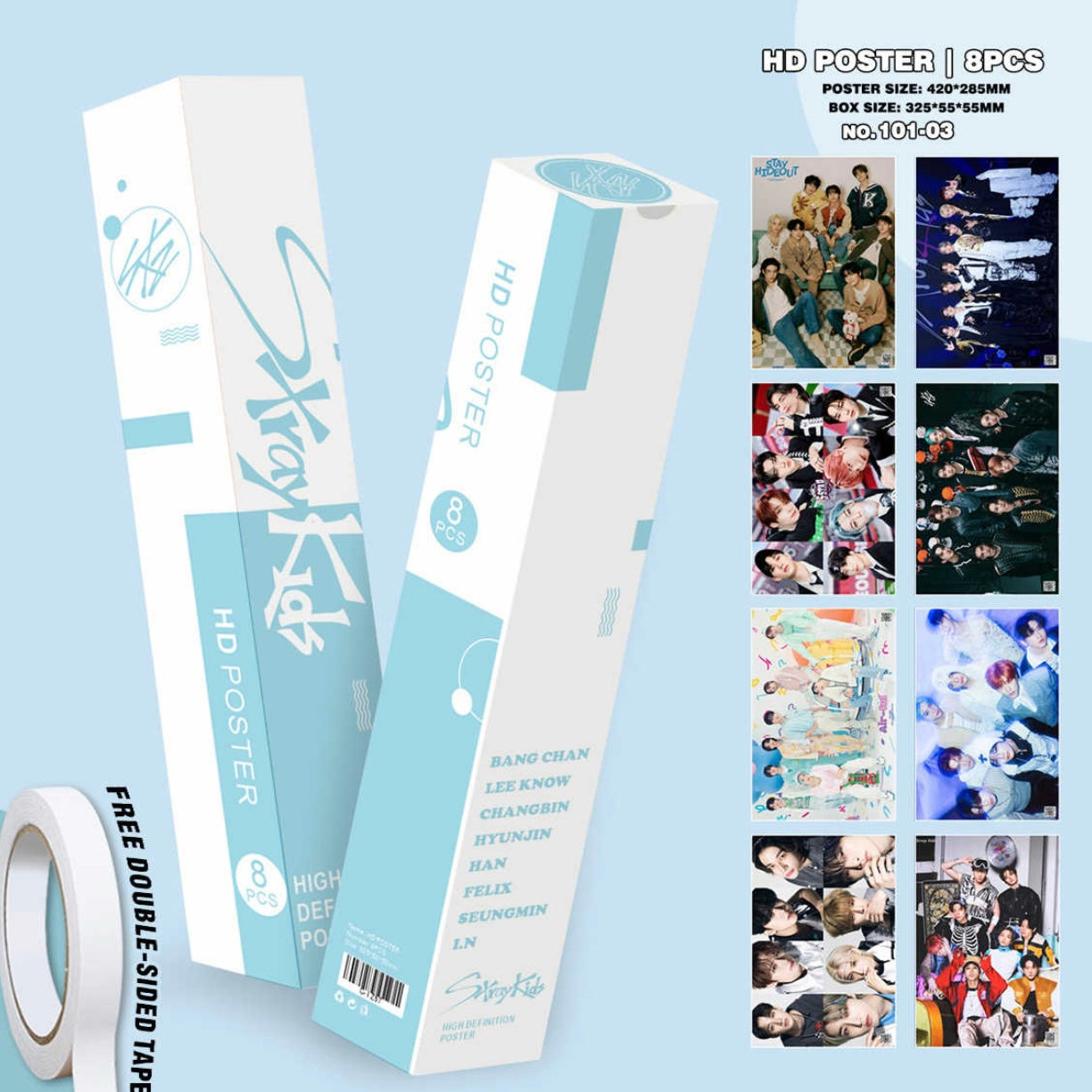 Set 8 Póster HD + Cinta Doble Faz 42x29cms