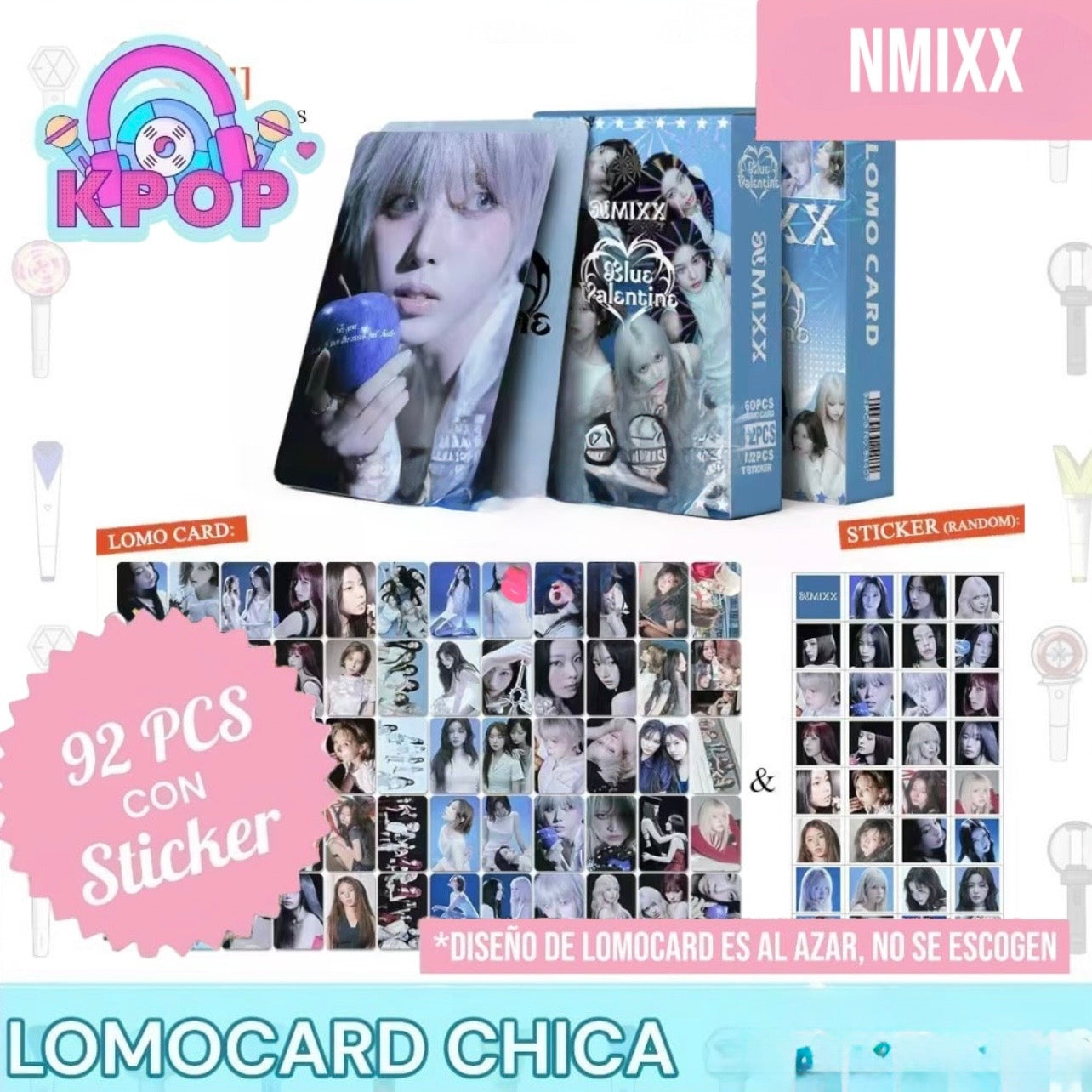 Set 92 PCS “NMIXX”. 60 Photocards + 32 Mini Stickers.