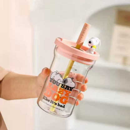 Vaso Vidrio Templado “Snoopy”. Apto para líquidos calientes y fríos. 700ml