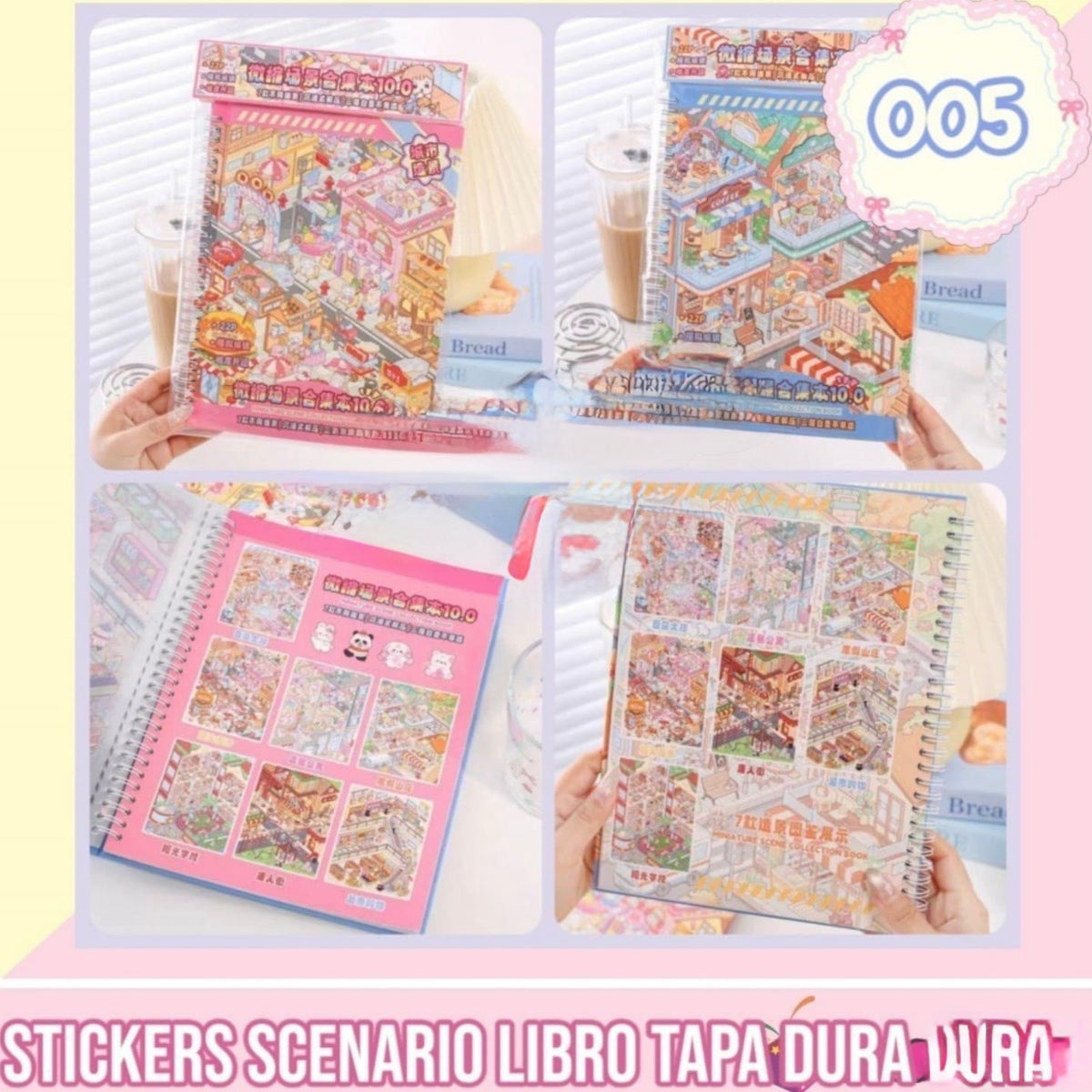 Libreta Tapa Dura “Stickers Escenarios”