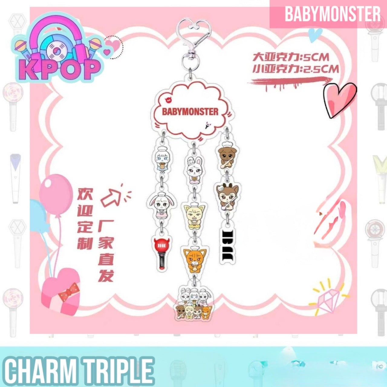 Llavero acrílico Triple “BabyMonster”