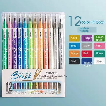 Set 12 Marcadores Metalizados Doble Punta