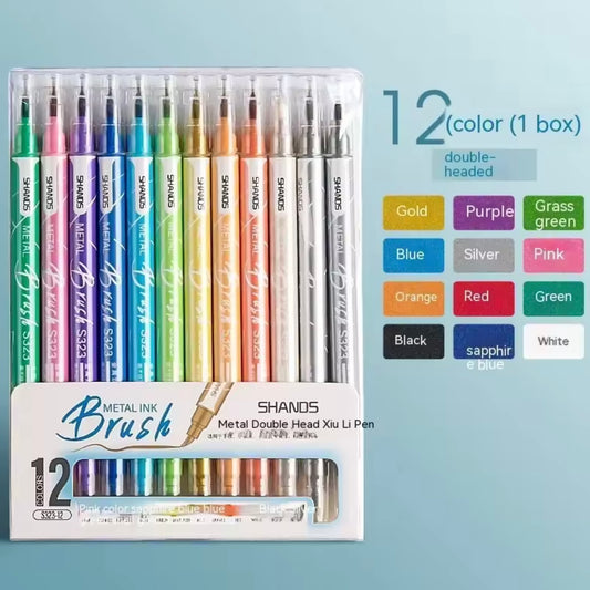 Set 12 Marcadores Metalizados Doble Punta