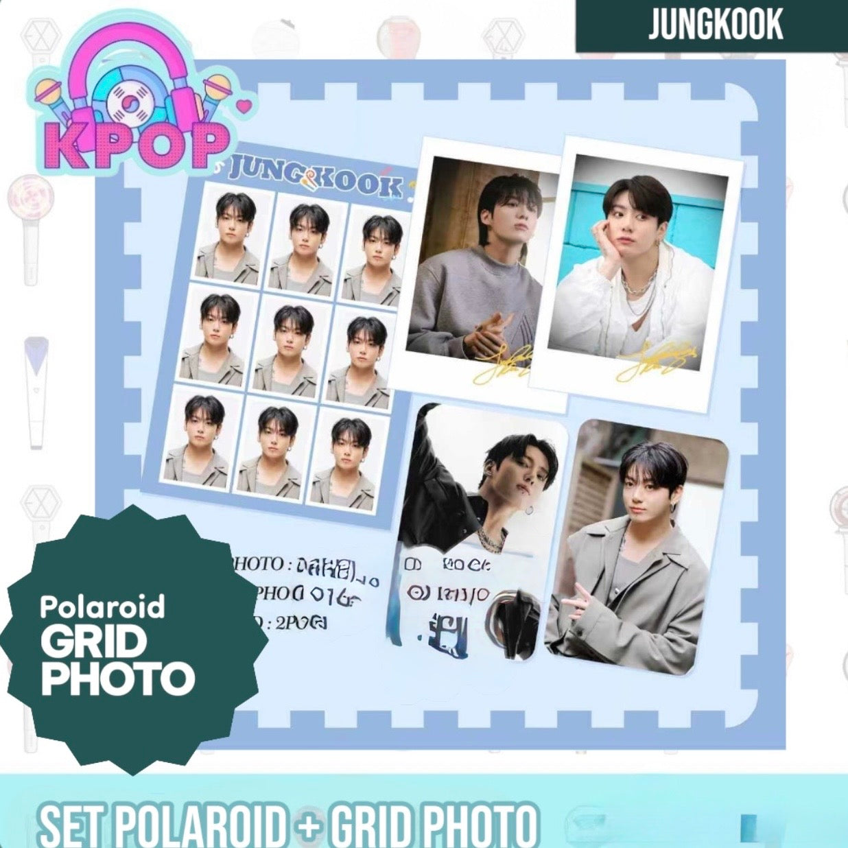 Set Polaroid + Grid Photo “BTS JungKook”