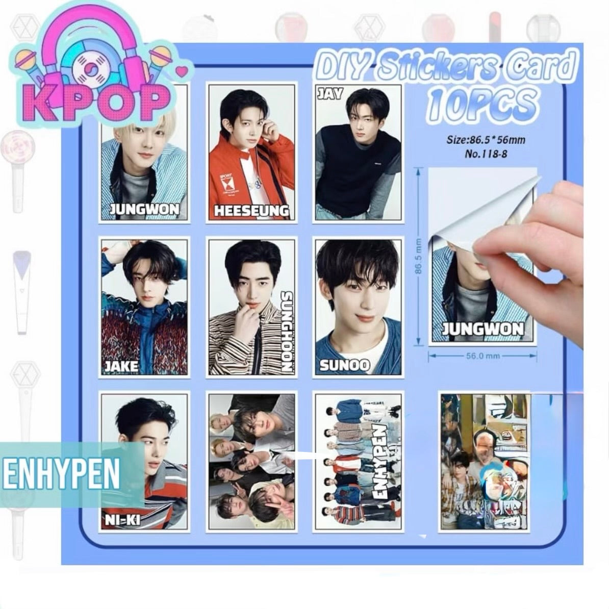 Set 10 Photocards Stickers. Distintos Grupos