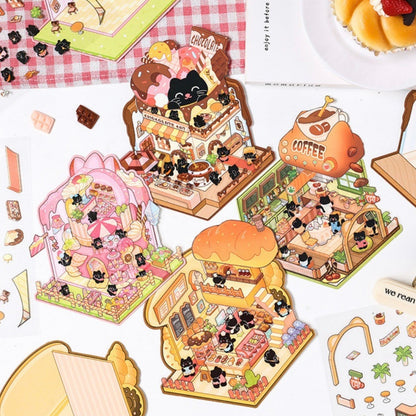 Sticker para armar casitas y Escenarios “Gatitos”