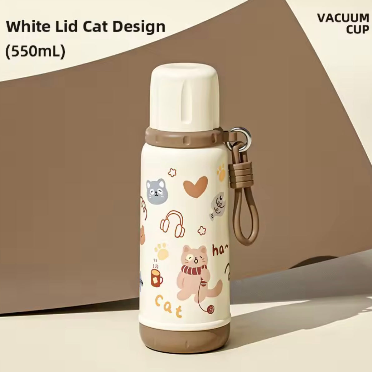 Termo Boquilla y Bombilla “Gatitos”. 550ml