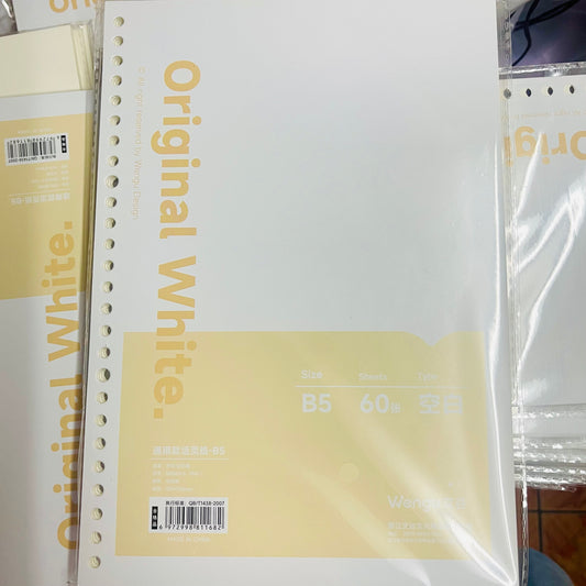 Repuesto 60 Hojas para Binder “Blancas”. Tamaño B5