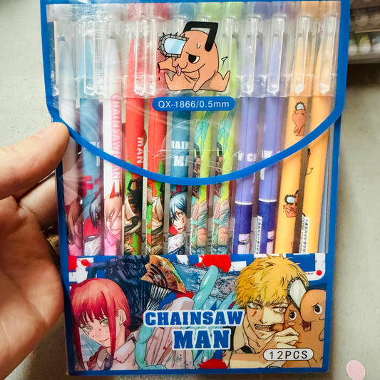 Set 12 Tiralíneas Borrables “Chainsaw Man”. Tinta Azul