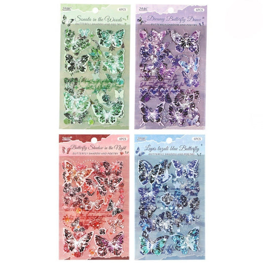 Set 4 láminas de Sticker “Mariposas de Diamantes”