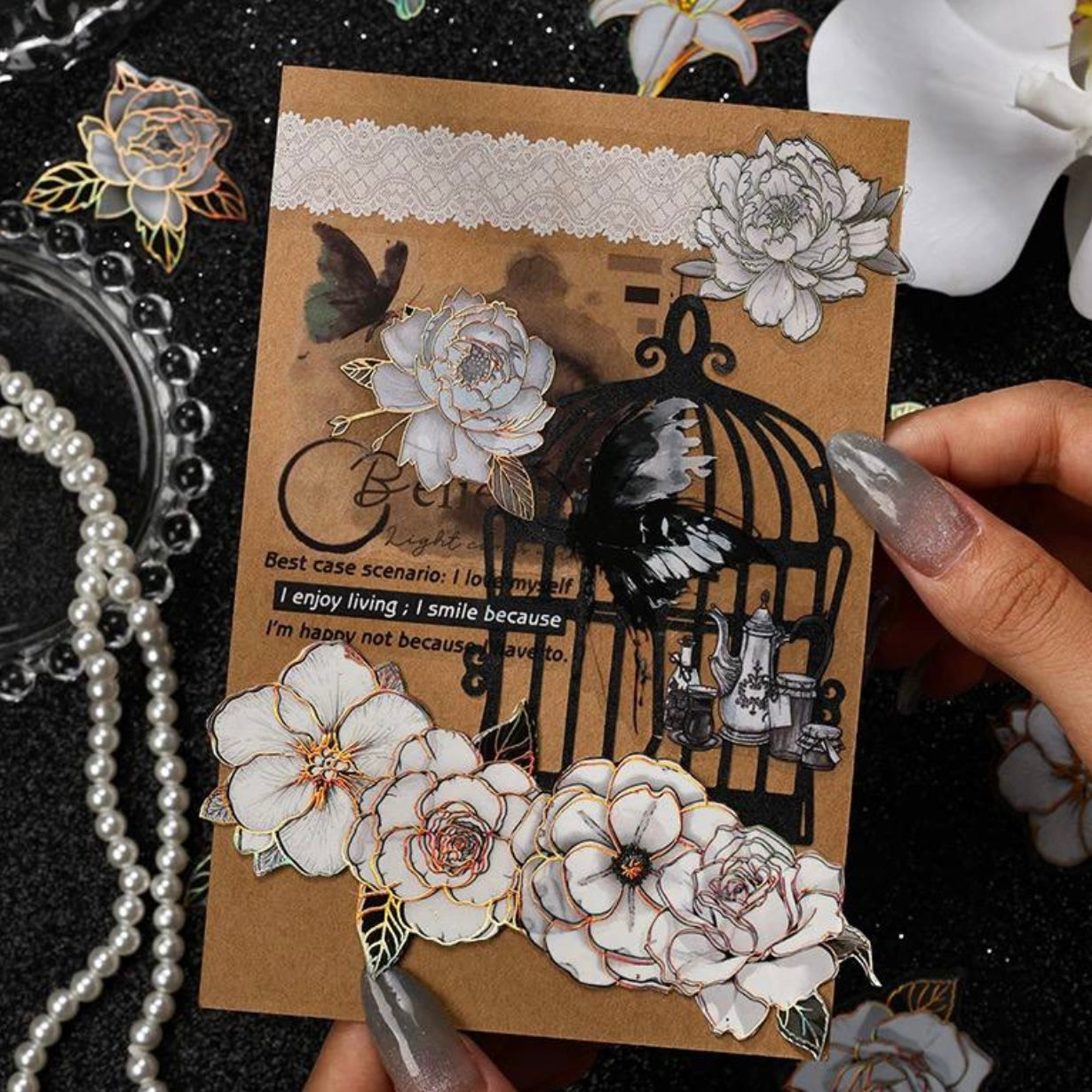 Set 20 Stickers “Flores Blancas”