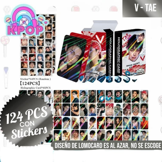 Set 124 PCS “Tae BTS”. 64 Photocards + 60 Mini Stickers.