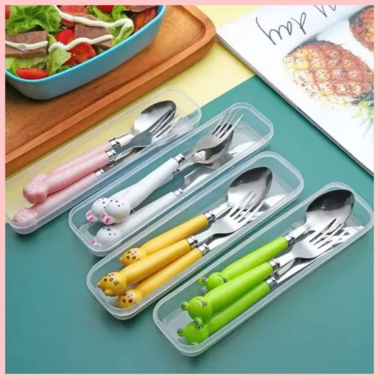 Set Tenedor + Cuchara + Cuchillo + Cajita “Animalitos”