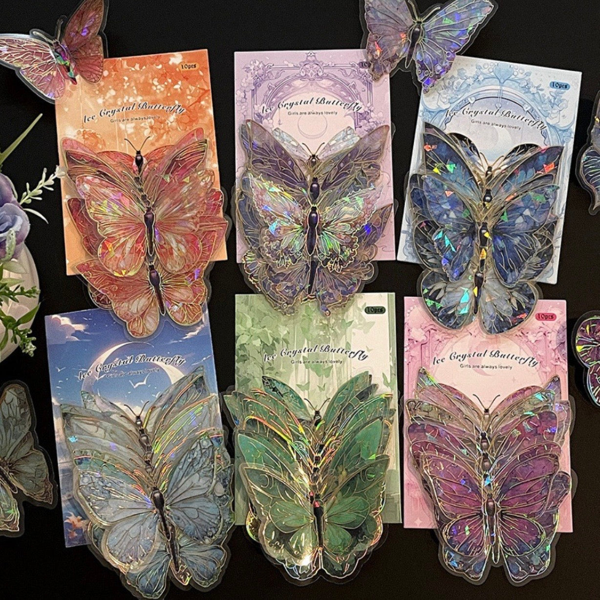 Set 10 Stickers “Mariposas Holograficas”