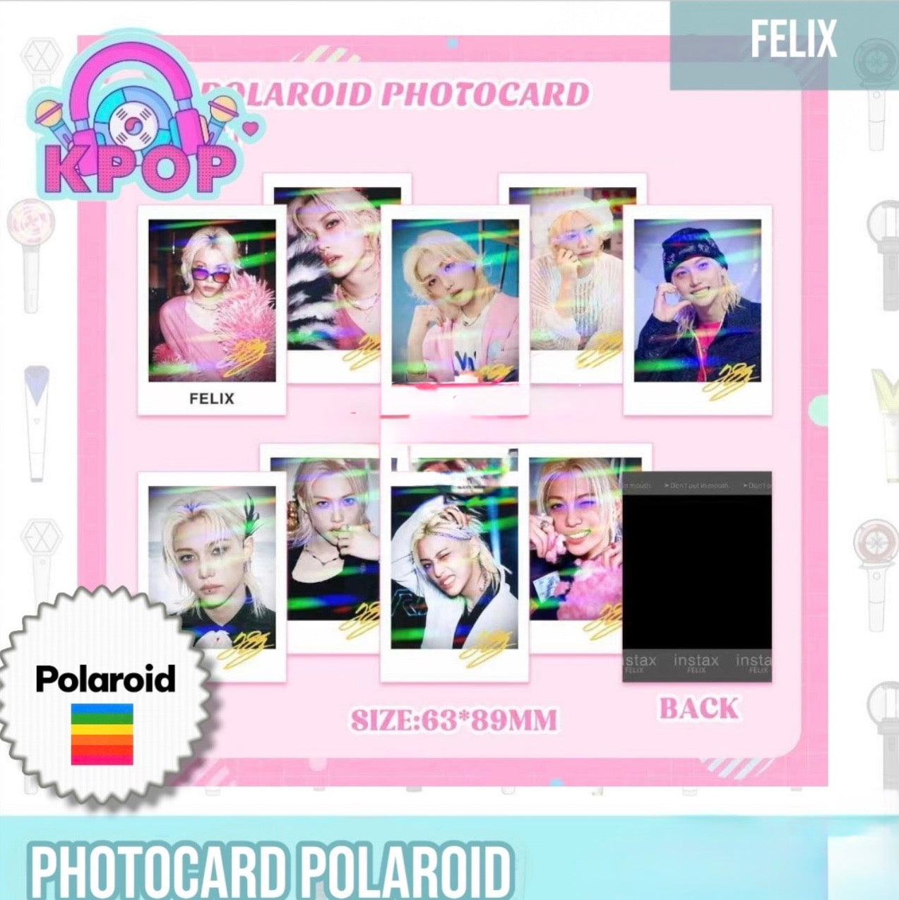 Set 9 Photocards estilo Polaroid “Felix Straykids”
