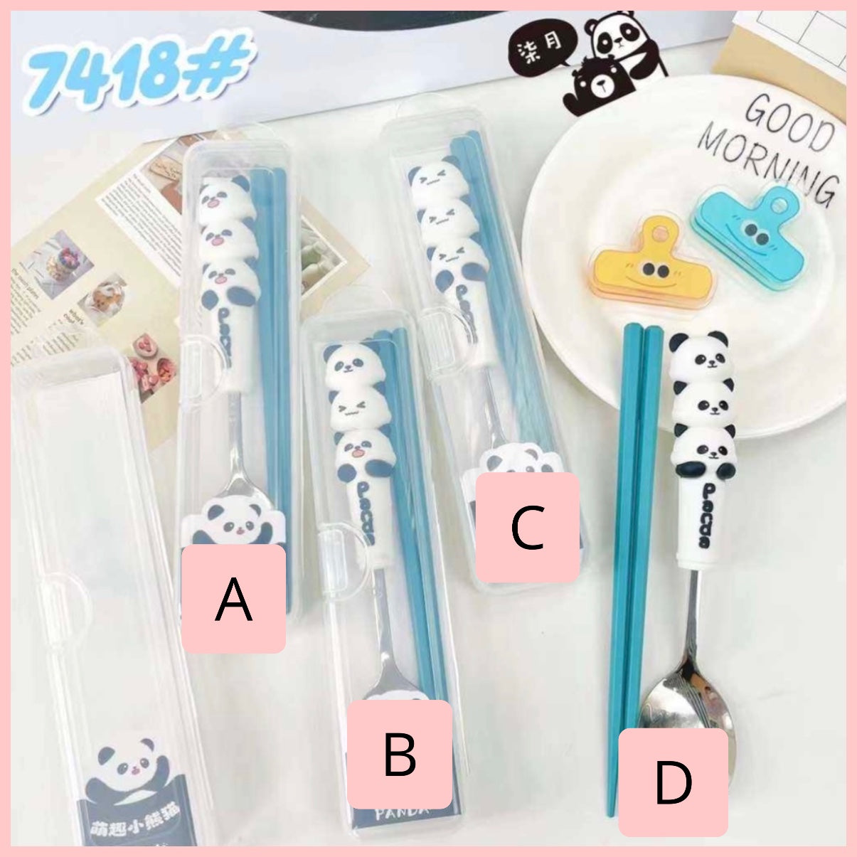 Set Cuchara + Palillos + Cajita “Panda”.