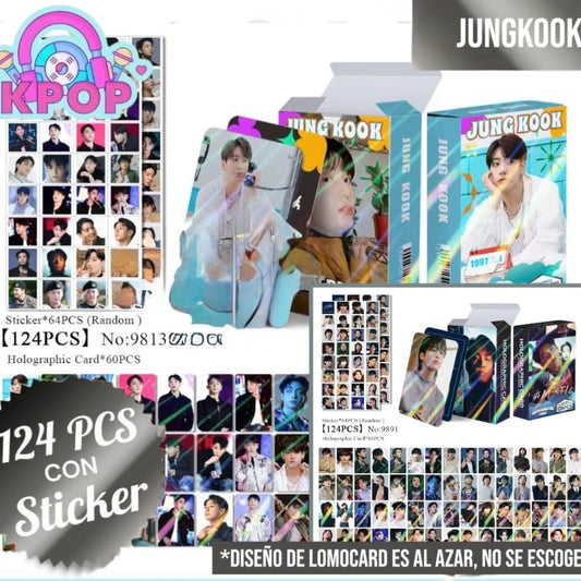 Set 124 PCS “JungKook BTS”. 64 Photocards + 60 Mini Stickers.