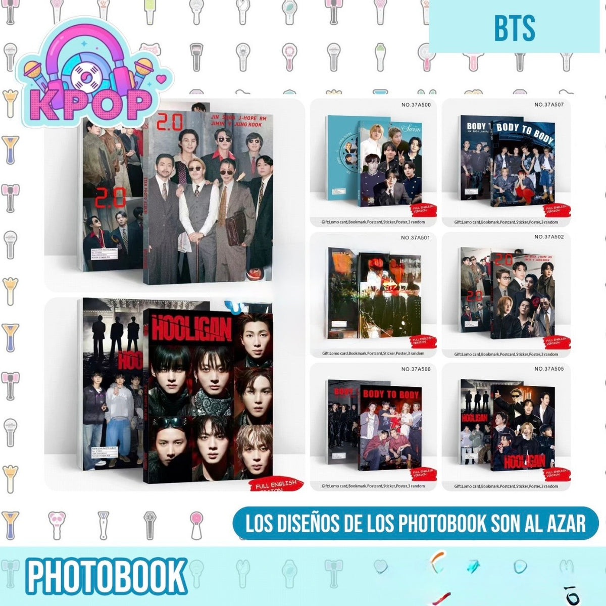 Photobook “BTS” + 4 PhotoCards + Lámina de Stickers. 40 Páginas 29x21Cms