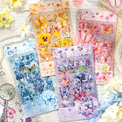 Set 4 Láminas de Stickers “Flores y Mariposas”