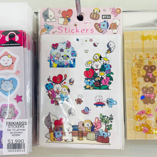 Set 4 Láminas de Stickers “BT21”