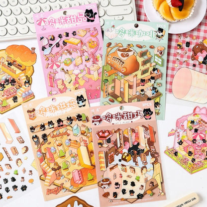 Sticker para armar casitas y Escenarios “Gatitos”