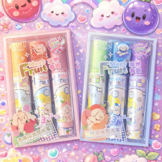 Set 3 Destacadores con Glitter y Aroma