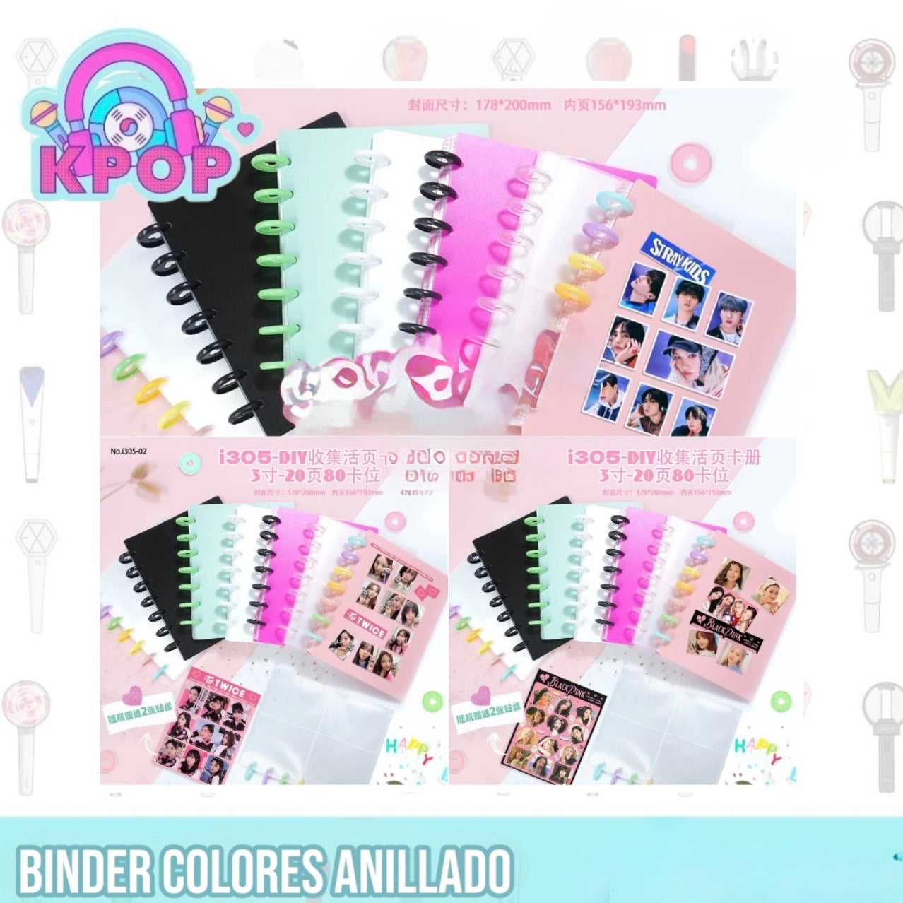 Binder con Discos + Lámina de Stickers. 80 Espacios